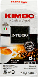 Кофе молотый KIMBO Aroma Intenso натуральный, 250г, крупный план