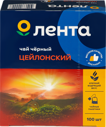 Чай черный ЛЕНТА цейлонский, 100пак, крупный план