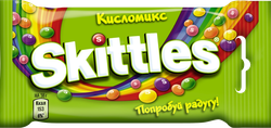 Драже SKITTLES Кисломикс в сахарной глазури со вкусом малины, ананаса, мандарина, вишни, яблока, 38г, детальное фото