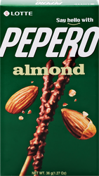 Соломка LOTTE Almond Pepero в шоколадной глазури с миндалем, 36г, фото