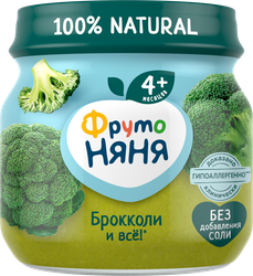 Пюре овощное ФРУТОНЯНЯ Брокколи, с 4 месяцев, 80г, картинка