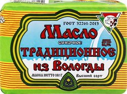 Масло сливочное ИЗ ВОЛОГДЫ Традиционное 82,5%, без змж, 180г, вид