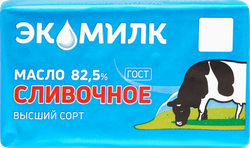 Масло сливочное ЭКОМИЛК 82,5% высший сорт, без змж, 180г, крупный план