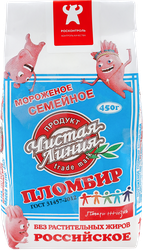 Мороженое ЧИСТАЯ ЛИНИЯ Семейное пломбир ванильный 12%, без змж, пакет, 450г, фото
