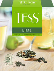 Чай зеленый TESS Lime с цедрой цитрусовых и ароматом лайма, 100пак, картинка