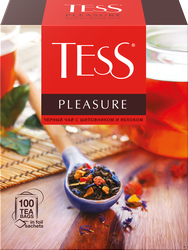 Чай черный TESS Pleasure с добавками, 100пак, крупный план