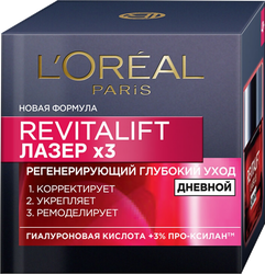 Крем дневной для лица L'OREAL Ревиталифт Лазер х3, против морщин, 50мл, вид