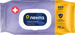 Салфетки влажные ЛЕНТА антибактериальные, 70шт, вид
