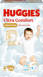 Подгузники для мальчиков HUGGIES Ultra Comfort 4 8–14кг, 66шт, изображение
