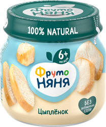 Пюре мясное ФРУТОНЯНЯ Цыпленок, с 6 месяцев, 80г, крупный план