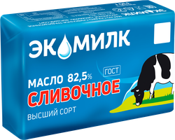 Масло сливочное ЭКОМИЛК несоленое 82,5%, без змж, 450г, детальное фото