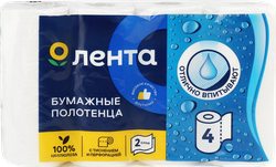 Полотенца бумажные ЛЕНТА 2 слоя, 4шт, картинка
