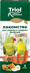 Лакомство для мелких и средних попугаев TRIOL с медом и яйцом, 80г, фотография