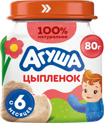 Пюре мясное детское АГУША Цыпленок, с 6 месяцев, 80г, фото