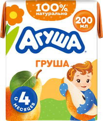 Сок фруктовый АГУША Груша осветленный, с 4 месяцев, 200мл, вид