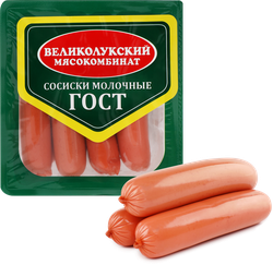 Сосиски МК ВЕЛИКОЛУКСКИЙ Молочные&nbsp;ГОСТ, 330г, фото