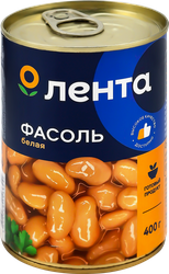 Фасоль белая ЛЕНТА в собственном соку, 400г, крупный план
