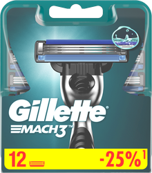 Кассеты сменные для бритья GILLETTE Mach3, 12шт, вид