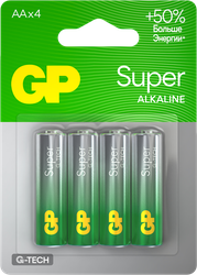 Батарейки алкалиновые GP Super Alkaline АА, 4шт, изображение