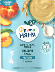 Каша овсяная ФРУТОНЯНЯ молочная, с персиком, с 5 месяцев, 200г, детальное фото