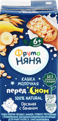 Кашка овсяная ФРУТОНЯНЯ молочная, с бананом и пребиотиками, с 6 месяцев, 200мл, детальное фото
