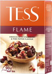 Чай травяной TESS Flame гибискус с ароматом земляники с розовым перцем листовой, 90г, детальное фото