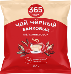 Чай черный 365 ДНЕЙ байховый, листовой, 100г, крупный план