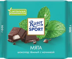 Шоколад темный RITTER SPORT Мята, 100г, вид