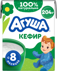 Кефир детский АГУША Первая ложка 3,2%, с 8 месяцев, без змж, 204г, детальное фото