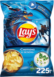 Чипсы картофельные LAY'S Сметана и зелень, 225г, изображение
