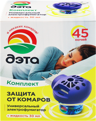 Комплект от комаров ДЭТА Insecto Жидкость от комаров 45 ночей, 30мл + Электрофумигатор, фото