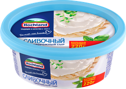 Сыр творожный HOCHLAND сливочный 60%, без змж, 220г, крупный план