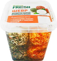 Ассорти сыров Шевр в обсыпке Прованские травы/Паприка/Томат 45% ЛЕНТА FRESH, 250г, фотография