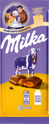 Шоколад молочный MILKA с карамельной начинкой, 90г, детальное фото