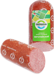 Колбаса варено-копченая ОКРАИНА Сервелат Европейский, 470г, детальное фото