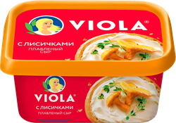 Сыр плавленый VIOLA с лисичками 50%, без змж, 400г, крупный план