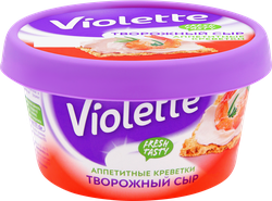 Сыр творожный КАРАТ Виолетта с креветками 70%, без змж, 140г, крупный план