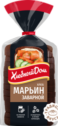 Хлеб заварной ХЛЕБНЫЙ ДОМ Марьин, в нарезке, 350г, крупный план