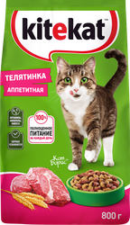 Корм сухой для кошек KITEKAT с аппетитной телятинкой, 800г, крупный план