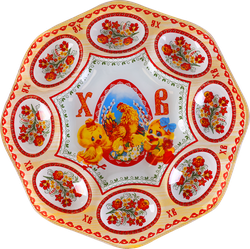 Тарелка для яиц и кулича Светлая Пасха, 8+1 ячеек, 25,5х25,5см, фото