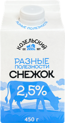 Снежок йогуртовый КОЗЕЛЬСКОЕ МОЛОКО с сахаром 2,5%, без змж, 450г, крупный план