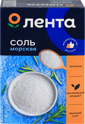 Соль морская ЛЕНТА поваренная пищевая садочная, помол №1, высший сорт, 1кг, изображение