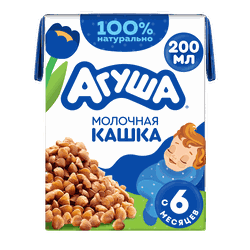 Кашка гречневая детская АГУША Засыпай-ка молочная 2,5%, с 6 месяцев, 200мл, крупный план