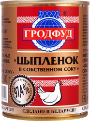 Мясо цыпленка ГРОДФУД в собственном соку ГОСТ, 350г