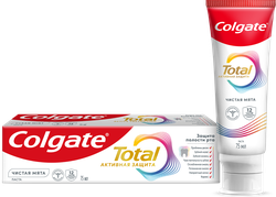 Зубная паста COLGATE Total 12 Чистая мята с цинком и аргинином для комплексной антибактериальной защиты, 75мл, крупный план
