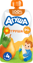 Пюре фруктовое детское АГУША Груша, с 4 месяцев, 90г, фото