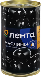 Маслины с косточкой ЛЕНТА черные крупные, 370мл, вид