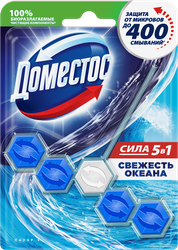 Блок для унитаза ДОМЕСТОС Power 5 Свежесть океана, 55г, крупный план