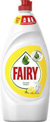 Средство для мытья посуды FAIRY Сочный лимон, 900мл, крупный план
