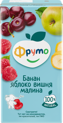 Нектар ФРУТОНЯНЯ Банан, яблоко, вишня и малина, с 3 лет, 500мл, крупный план